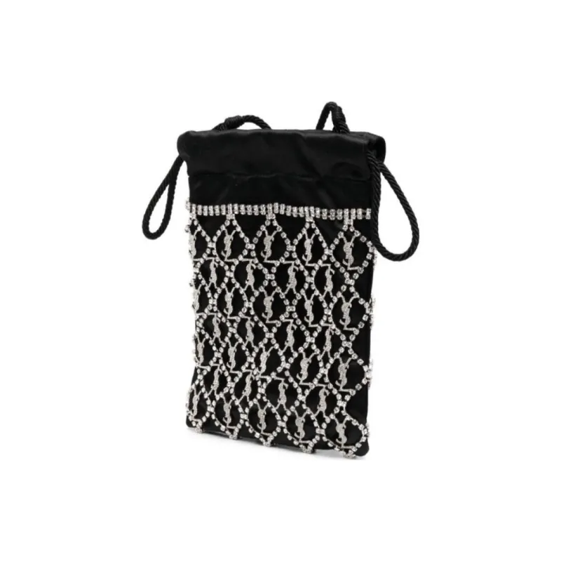 SAINT LAURENT LE MONOGRAMME Fabric Crossbody Bag Regular Women's Black-3