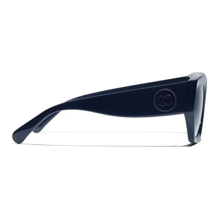 CHANEL Acetate Square Sunglasses Unisex Blue-4