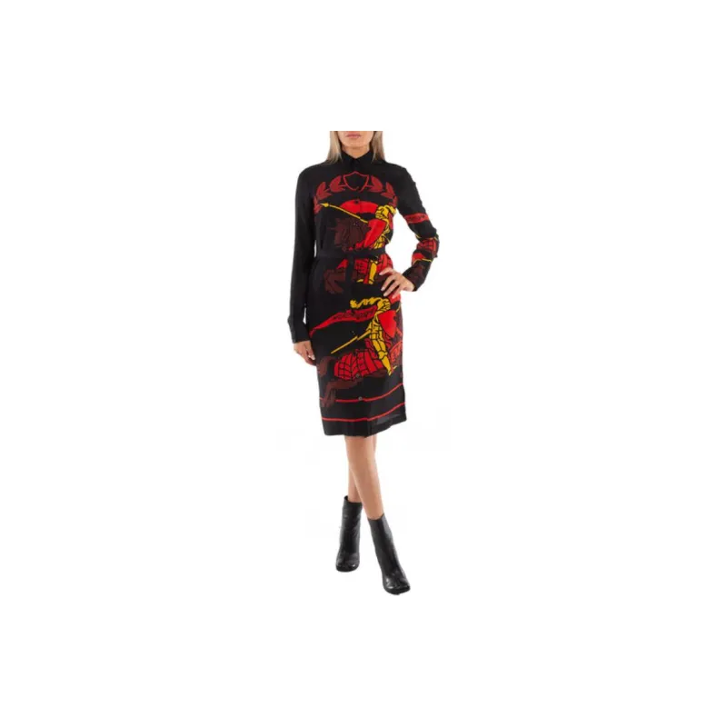 Burberry Long-Sleeved Dresses Women's Red-2
