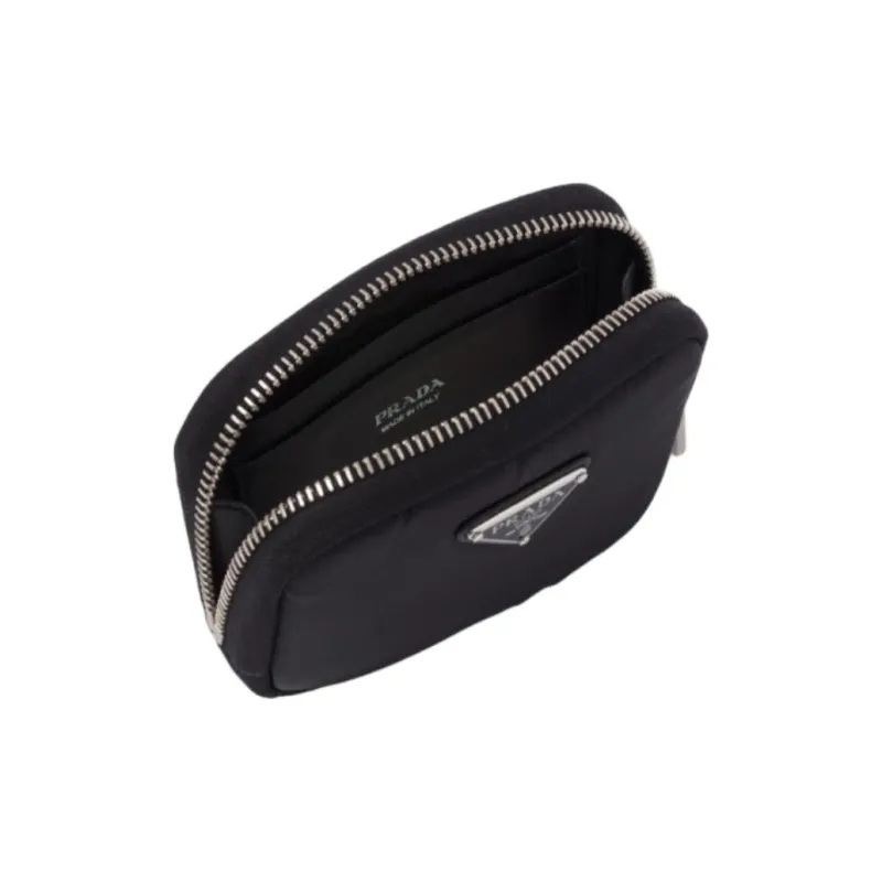 PRADA Nylon Fabric Card Holder Wallet Card Clip Small Size Unisex Black-3