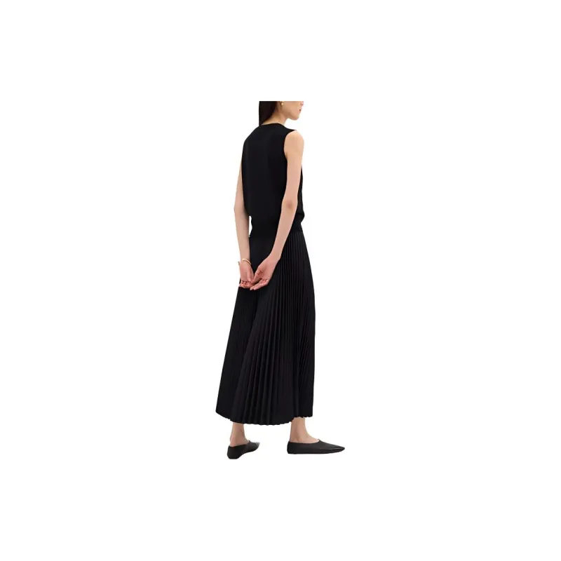 THEORY Pleated Poplin Midi Skirt-2