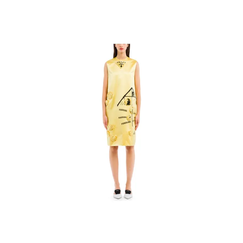 PRADA Sleeveless Dresses Women's Yellow-2