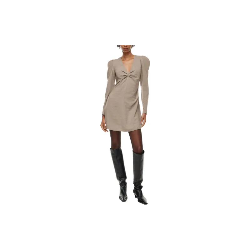 ARITZIA Wilfred Freda Dress Long-Sleeved Dresses Women's Nomad Taupe/Nomad Gray Umber-2