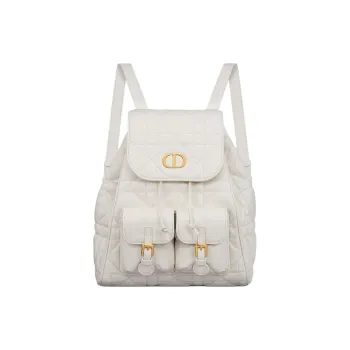DIOR Caro Sheepskin Backpack Medium Size Women's White