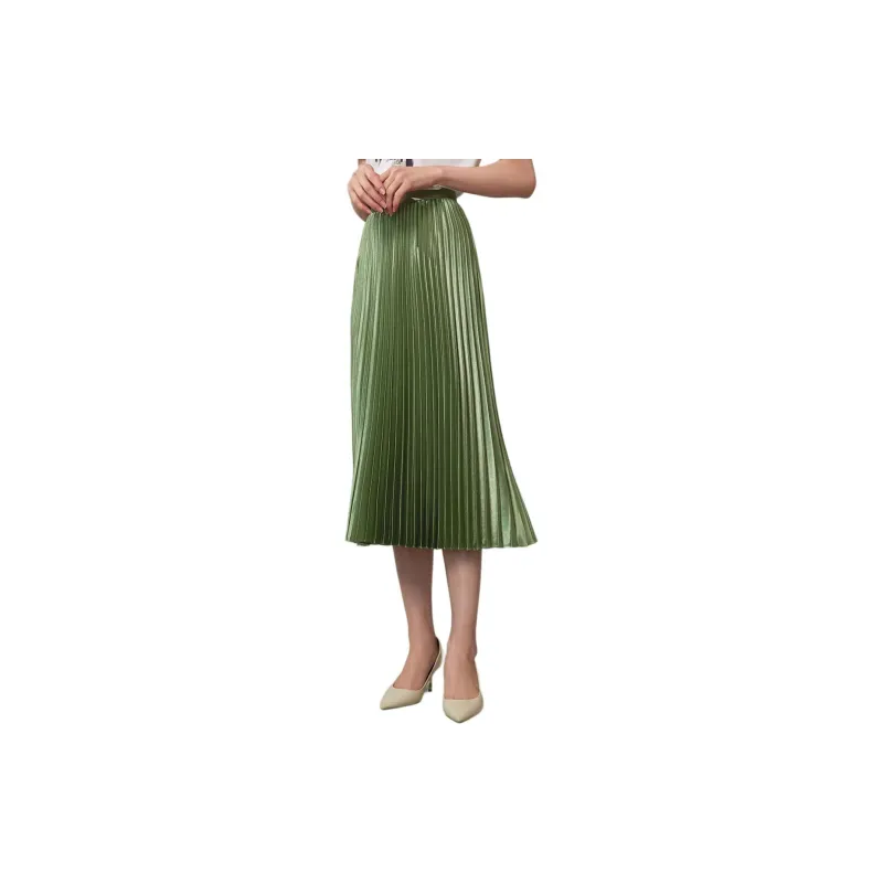 BBLLUUEE Casual Long Skirt Women's Bamboo Green-1