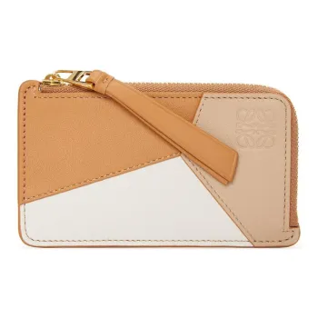 LOEWE Calfskin Card Holder Women's Brown With Ivory Accents