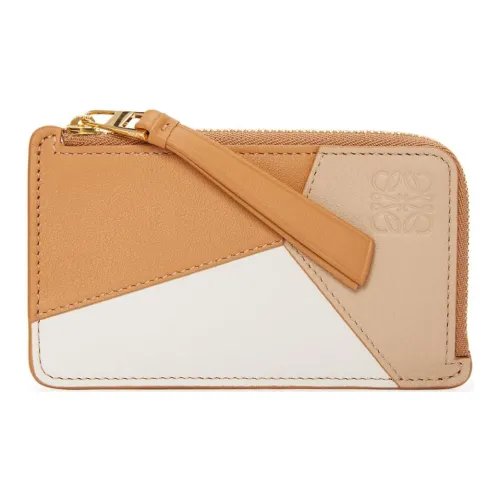 LOEWE Calfskin Card Holder Women's Brown With Ivory Accents