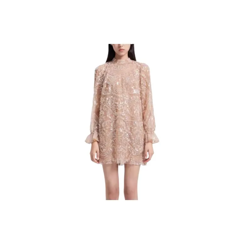 Self portrait Long Sleeved Dress Women's Silver-2