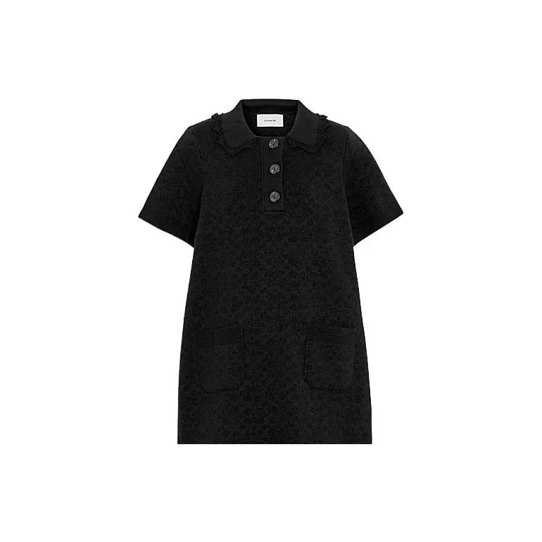 COACH SS23 Short Sleeved Dress Women's Black-2