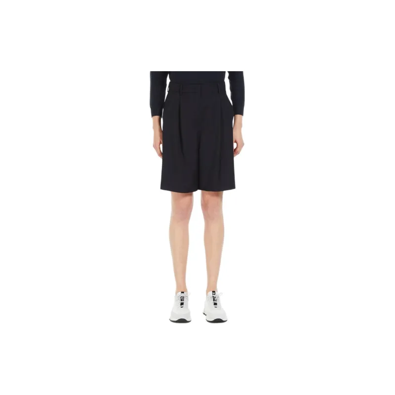 WEEKEND MaxMara Belbo Collection Woollen Cloth Bermuda Shorts Casual Shorts Women's Navy-1