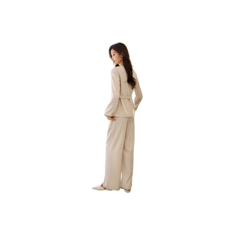 Mo Han Yi Mei Casual Suit Women's Beige Apricot-2