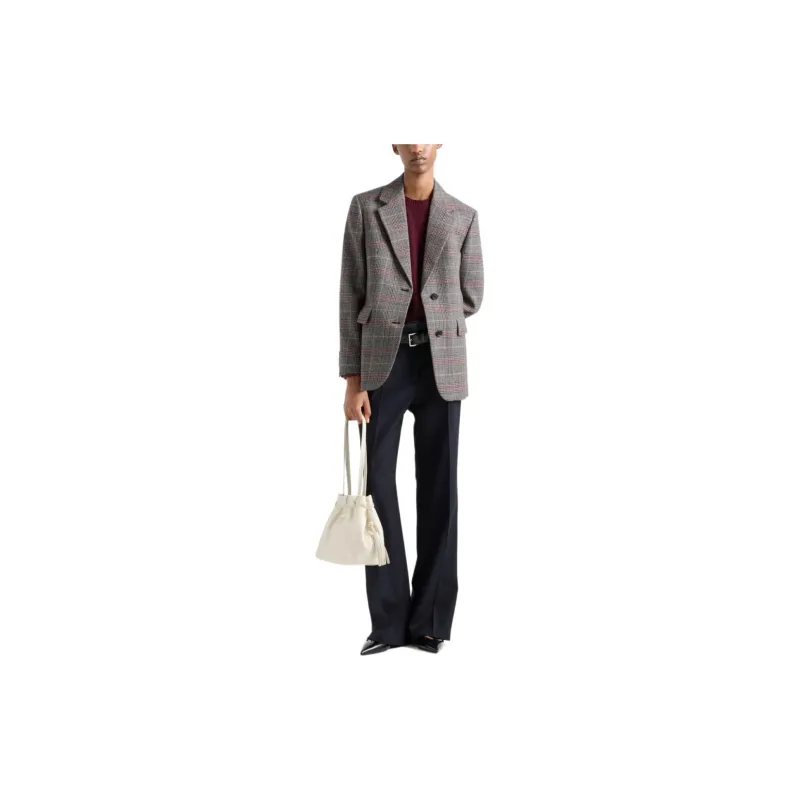 PRADA Single Breasted Houndstooth Blazer-1