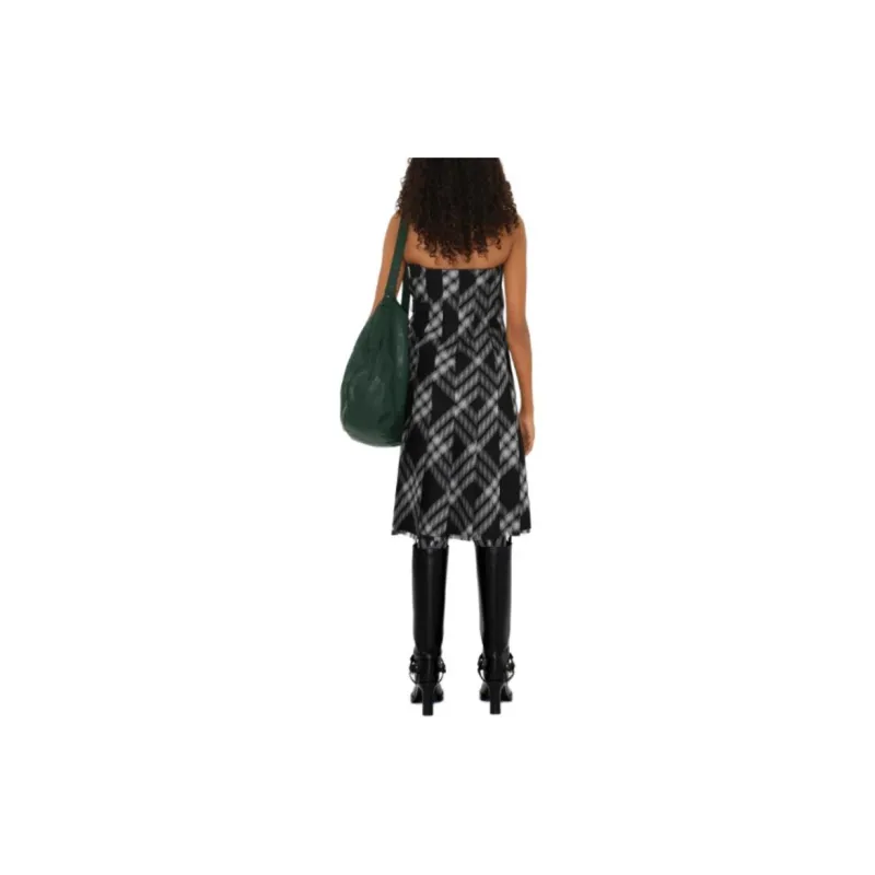 Burberry Checked Fringed Edge Midi Skirt-3