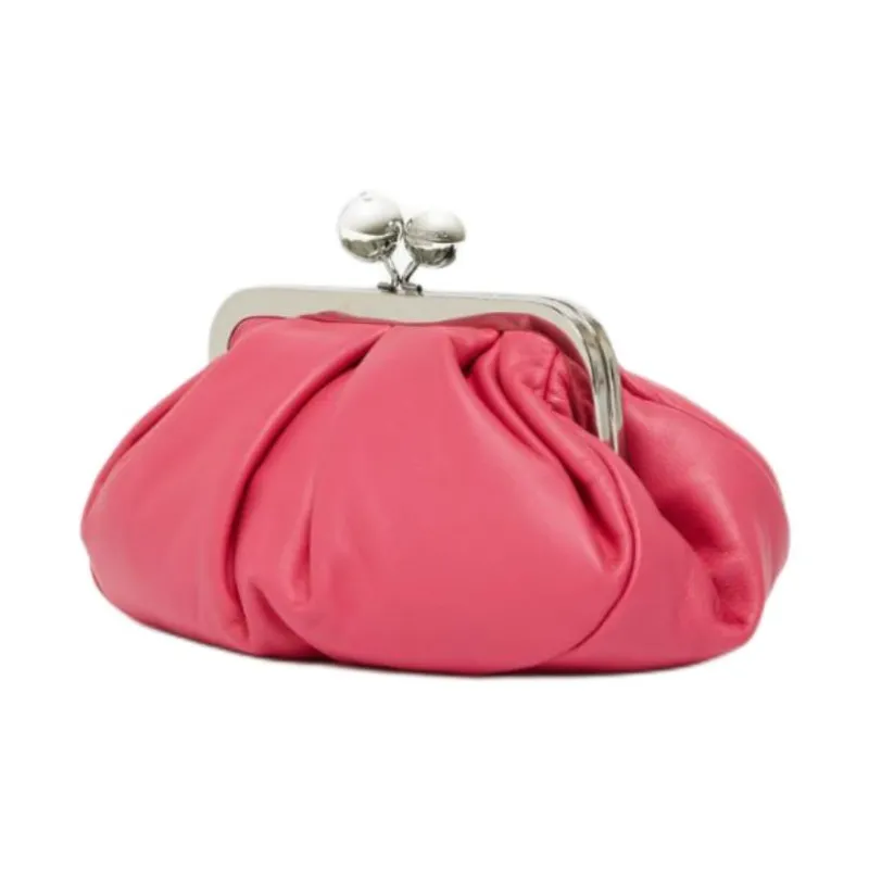 MaxMara Leather Handbag Clutch Trumpets Women's Bright Pink-1