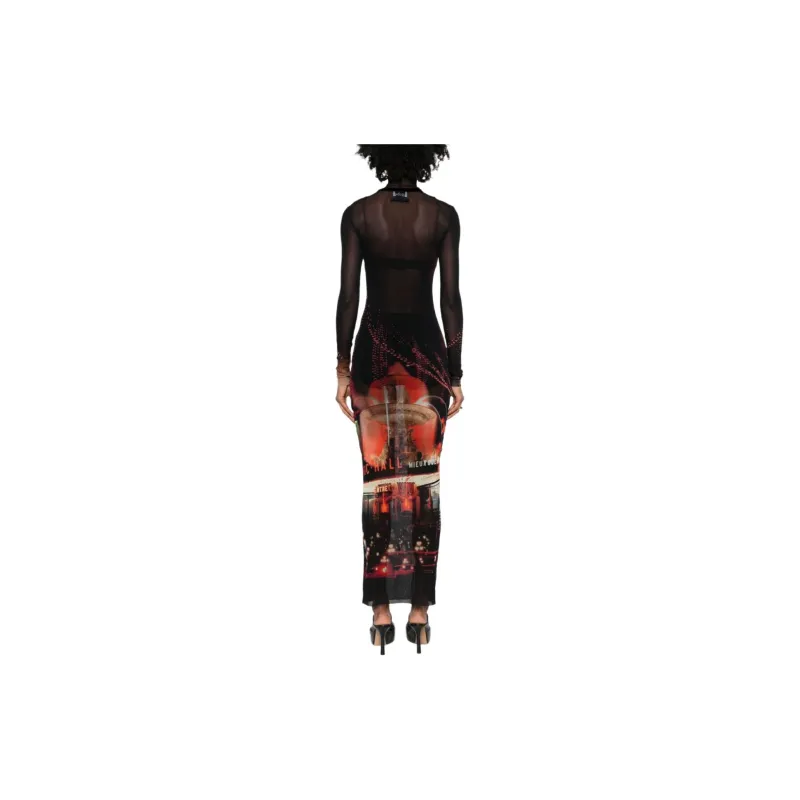 Jean Paul Gaultier Pigalle print Tulle Maxi Dress-3