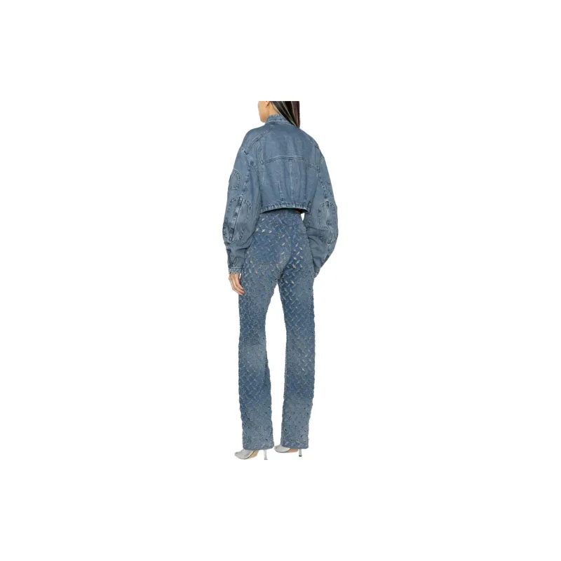 AMBUSH Cropped Denim Biker Jacket 'Blue'-3