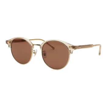 LASH Acetate Stainless Steel Round Sunglasses Unisex Gold