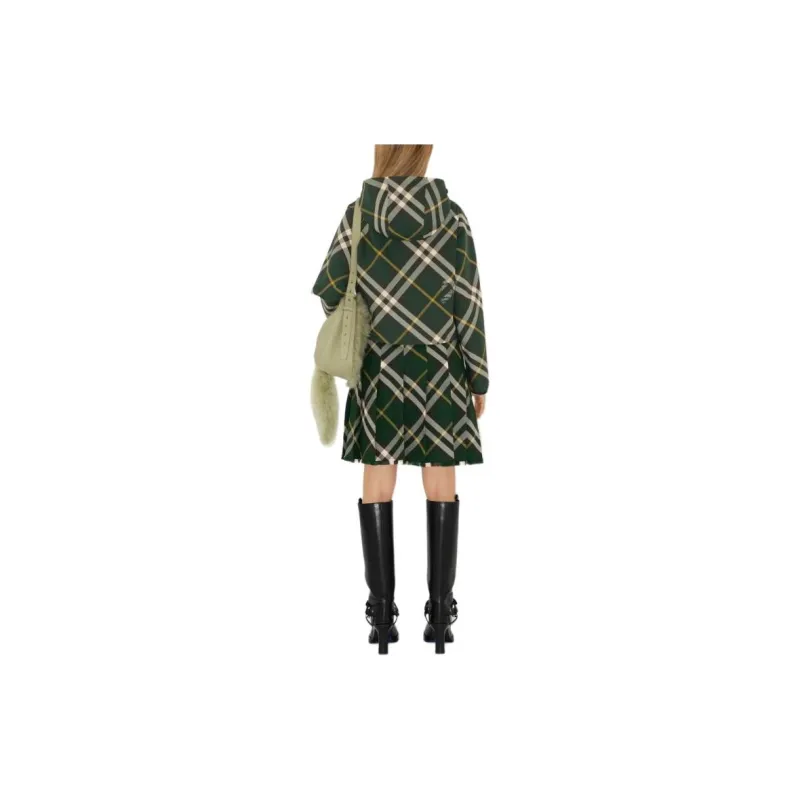 Burberry Check Pattern Zip Up Hooded Cropped Jacket-3
