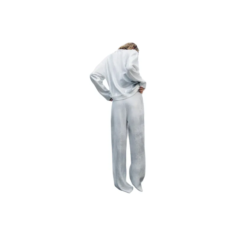 ZARA Casual Pants Women's Silver-3