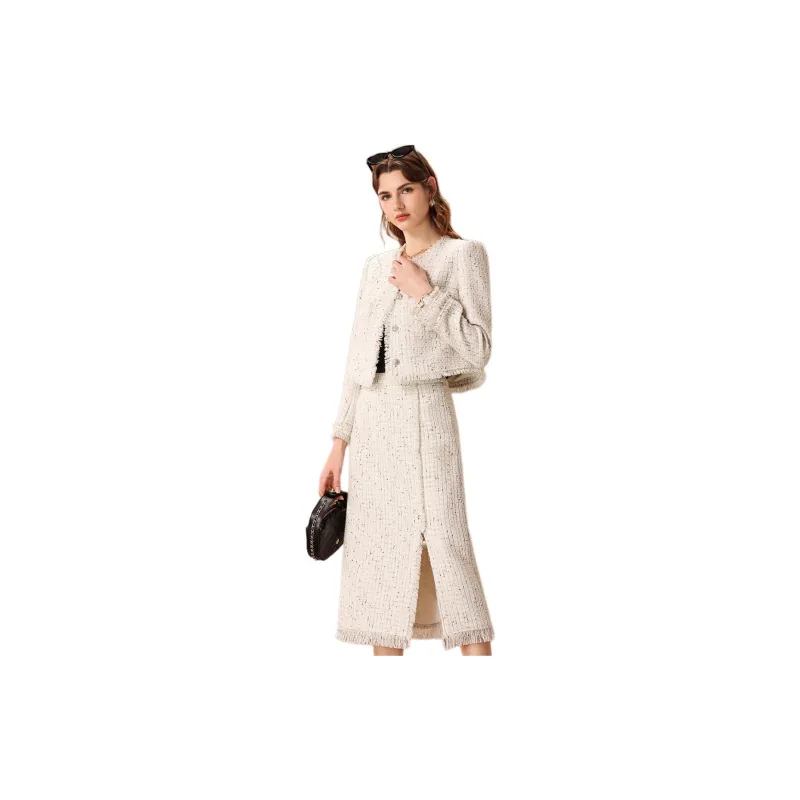 FENHONGMALI Skirt Set Women's White-4