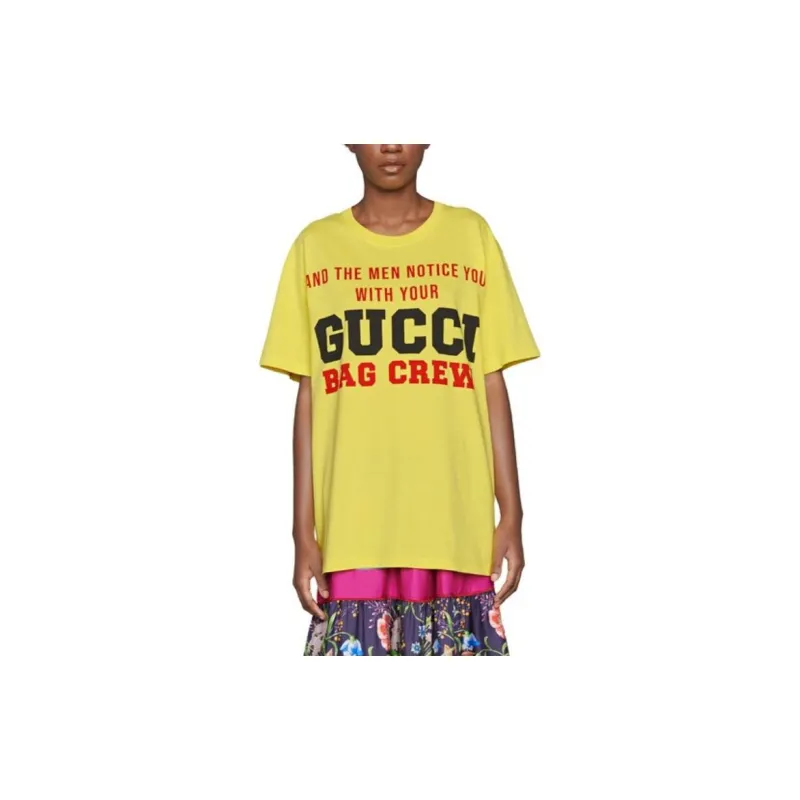 GUCCI Graphic Printed Short Sleeve T Shirt Yellow-1