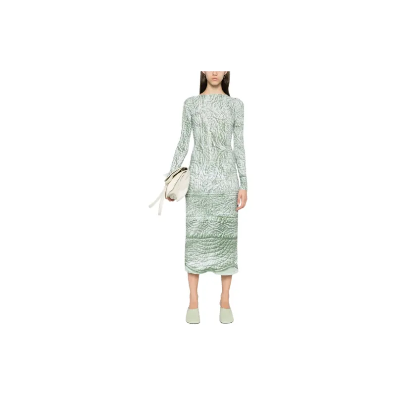 MM6 Maison Margiela Iguana Slash Neck Midi Dress-1