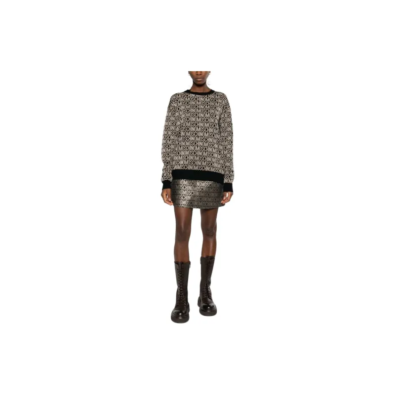 MOSCHINO Logo-Jacquard Metallic High-Waist Mini Skirt-1