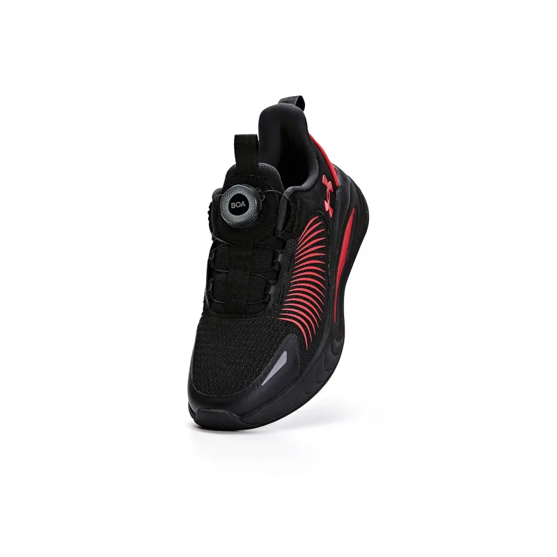 Under Armour Slip Resistant Anti Kick Wear Resistant Breathable Lightweight Warm Running Shoes Black White Kids'-4