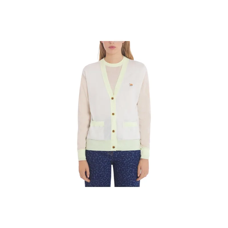 Maison Kitsune Baby Fox Patch Color Block Knit Cardigan-3