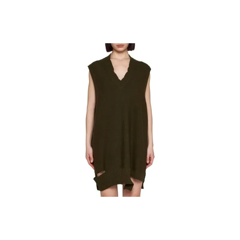 MM6 Maison Margiela V Neck Sleeveless Mini Dress-2