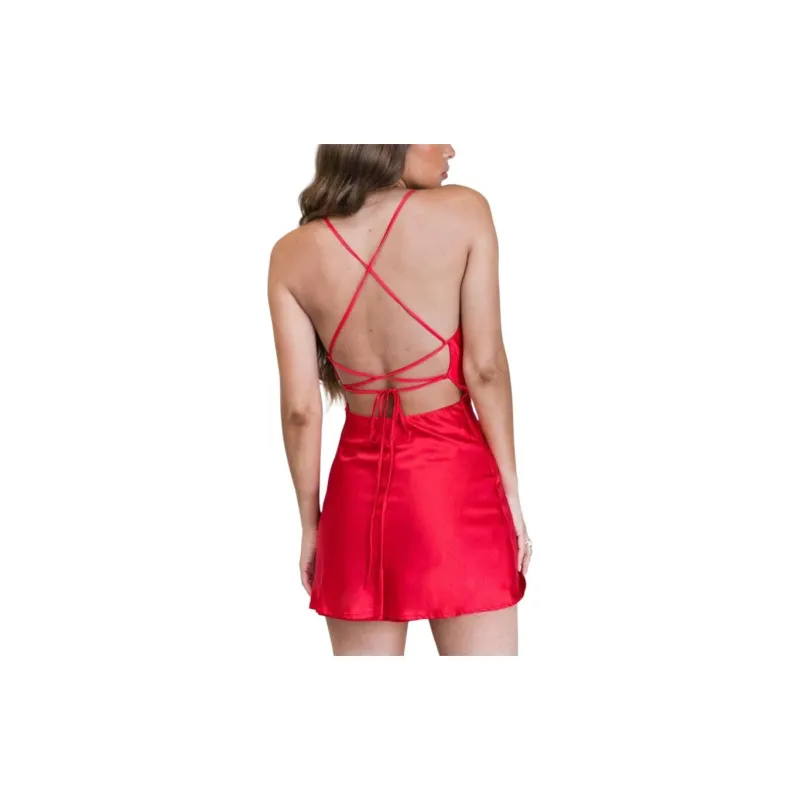 PRINCESS POLLY CELENA MINI DRESS RED Slip Dresses Women's RED/Red-2