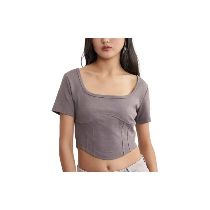 H&M T Shirts Women's Greige-2