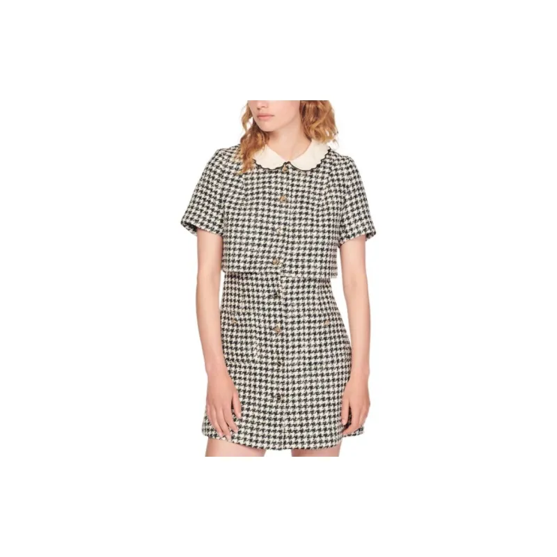 Sandro Short-Sleeved Dresses Women's Black & White-1