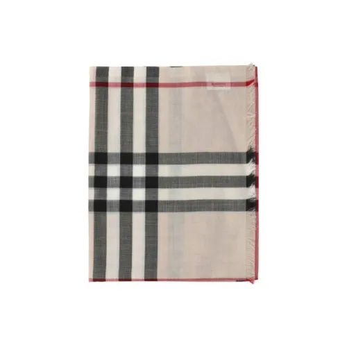 Burberry Wool Blend Knit Scarves Women's Beige/Multicolor