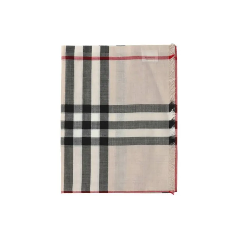 Burberry Wool Blend Knit Scarves Women's Beige/Multicolor-0