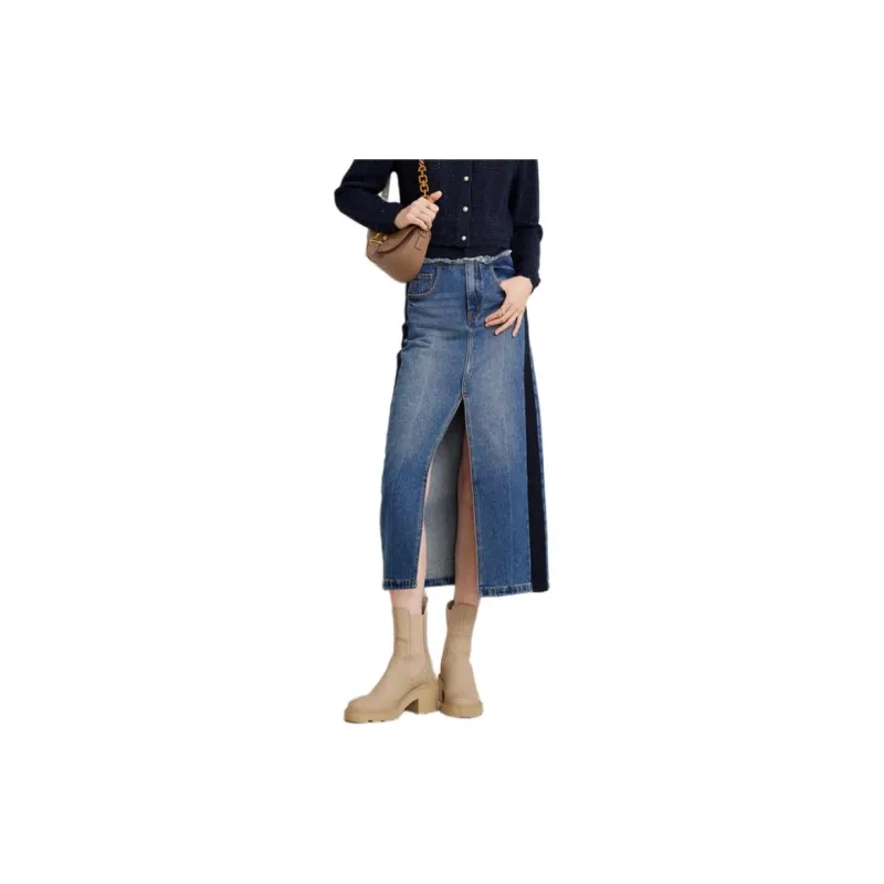 Goodland Denim Long Skirts Women's Vintage Blue-1