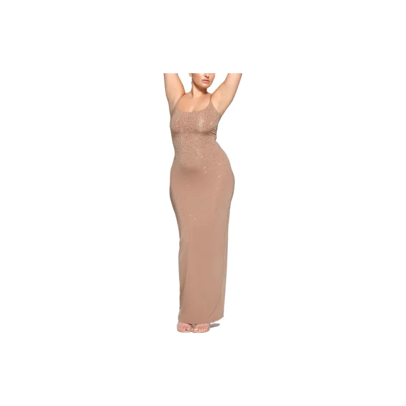 Skims X Swarovski Jelly Sheer Cami Long Dress Sienna-12