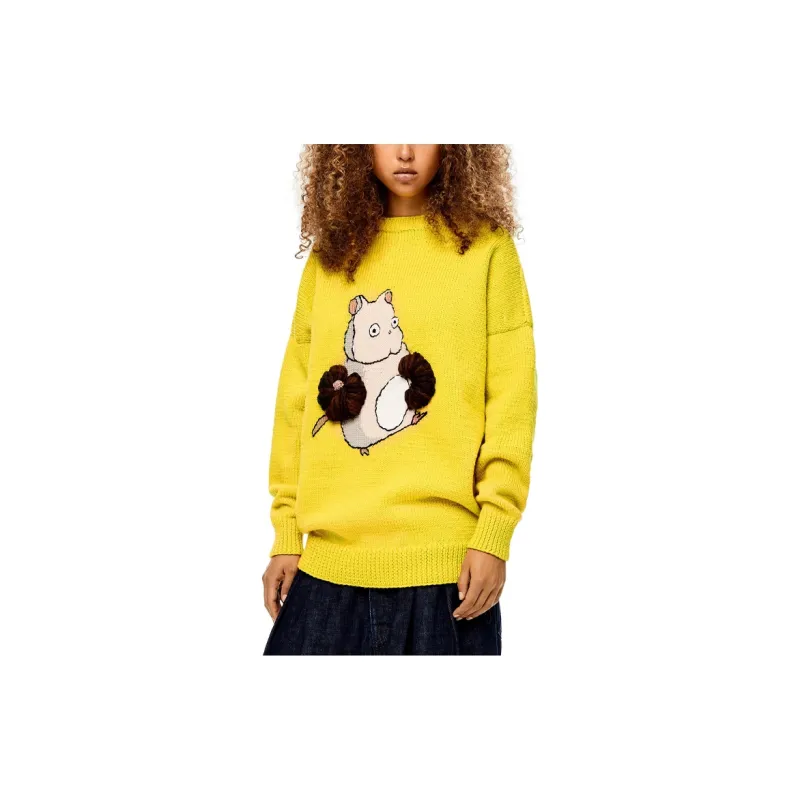 LOEWE QIANYUQIANXUN SS22 Loose Fit Sweater Women's Yellow-2