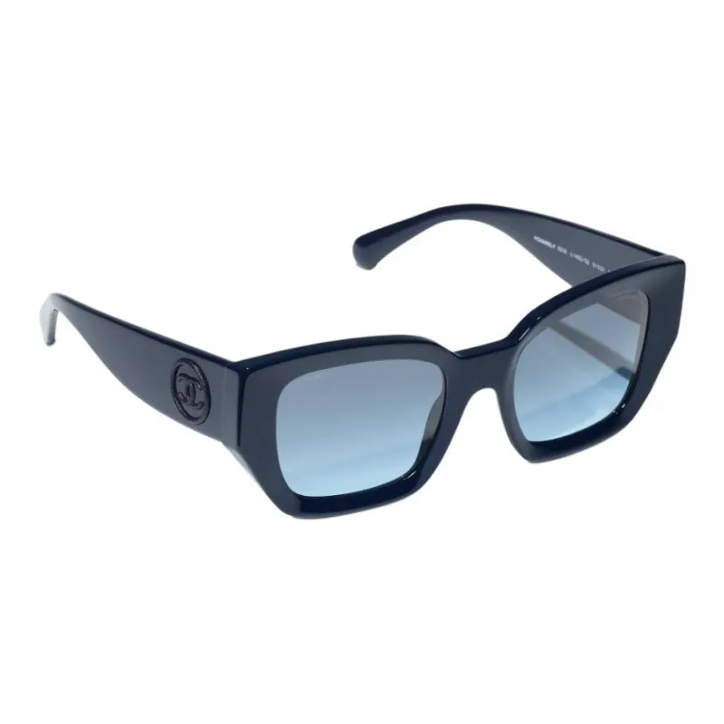 CHANEL Acetate Square Sunglasses Unisex Blue-3