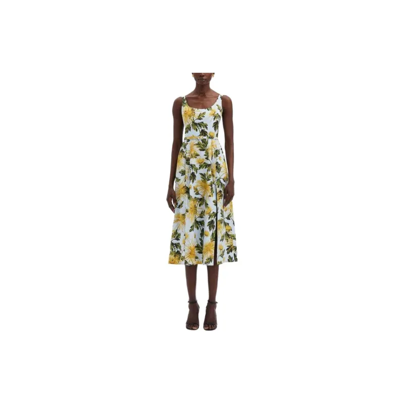 Oscar De La Renta Chrysanthemum Cotton Poplin Tank Dress-1