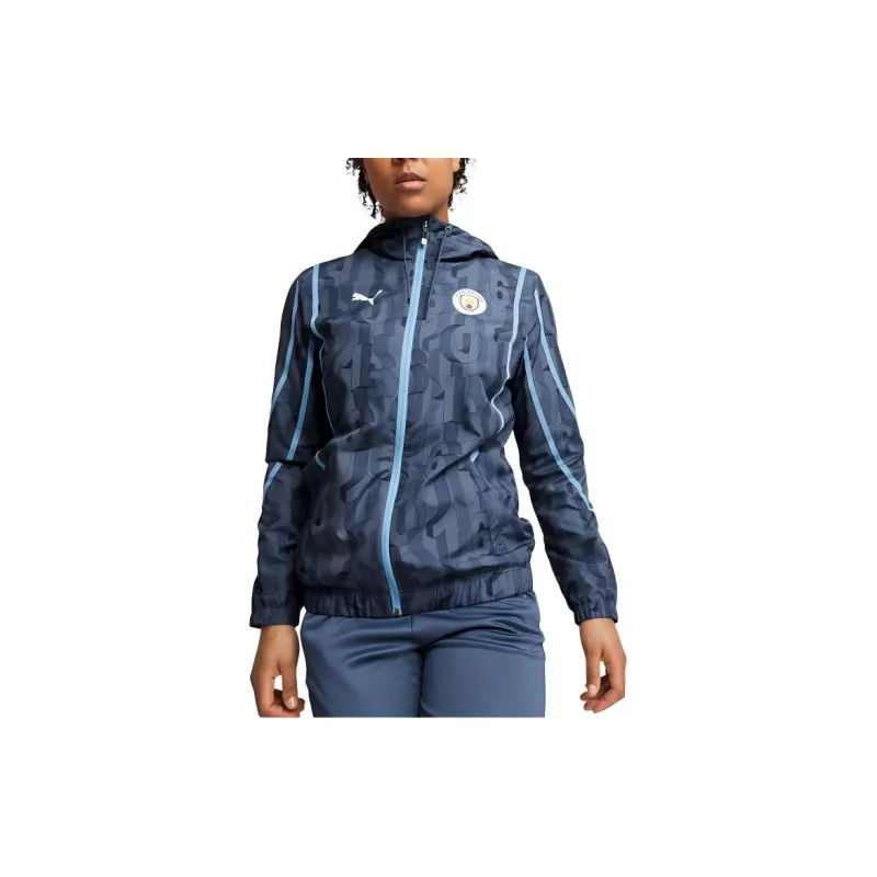 PUMA Manchester City Pre-match Woven Jacket Women's Jackets Coats Women's Ink Blue - Light Blue Team-3