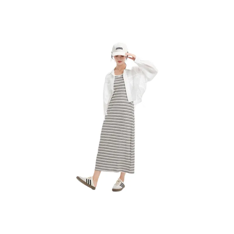 Fragment Sleeveless Dress Women's Black White-1