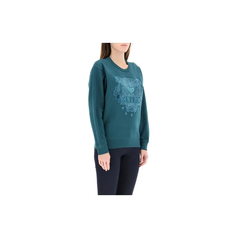 KENZO Classic Tiger Head Sweatshirts Women's Water Duck Green-2