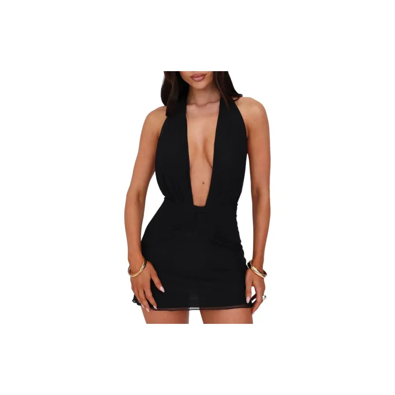 Tiger Mist HALIMA MINI DRESS Slip Dresses Women's Black-2
