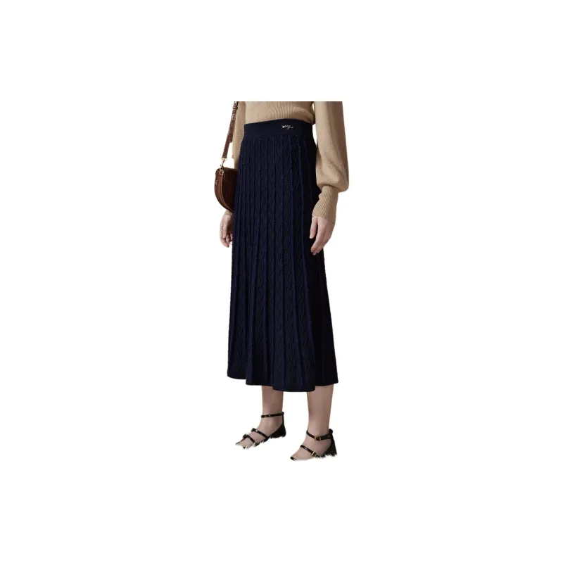 DKNY Casual Long Skirt Women's Navy Blue-4