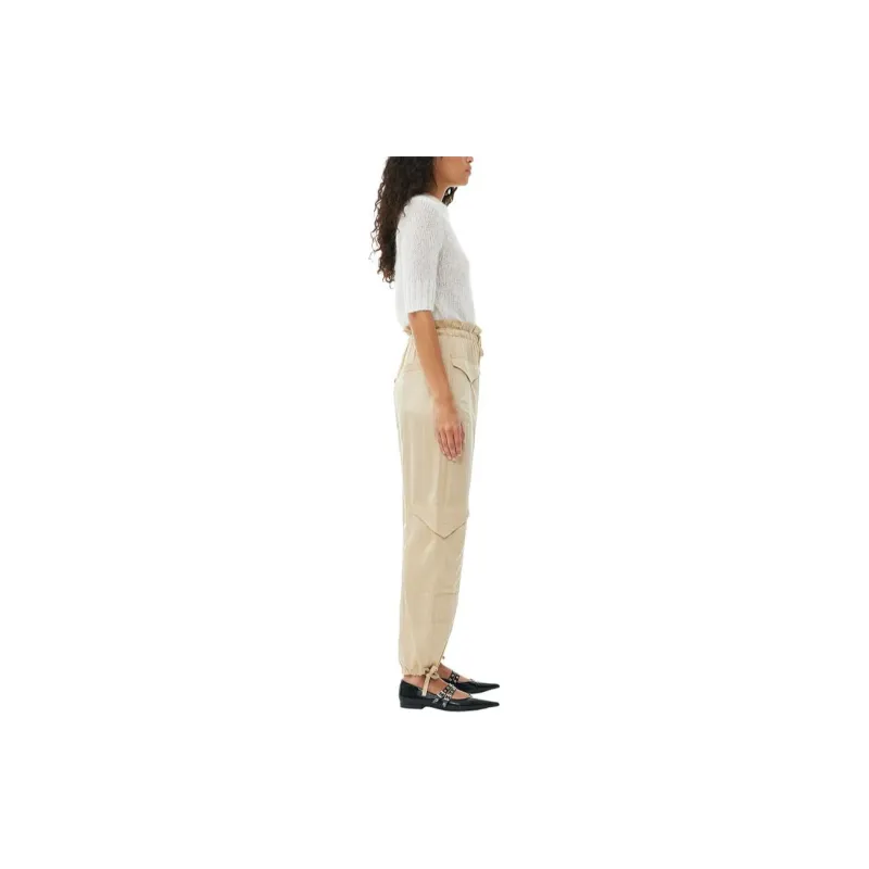 GANNI SS24 Casual Pants Women's Safari Yellow-3
