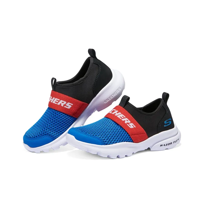 Skechers Anti Slip Wear Resistant Low Top Kids' Running Shoes Blue Black Teenagers-2
