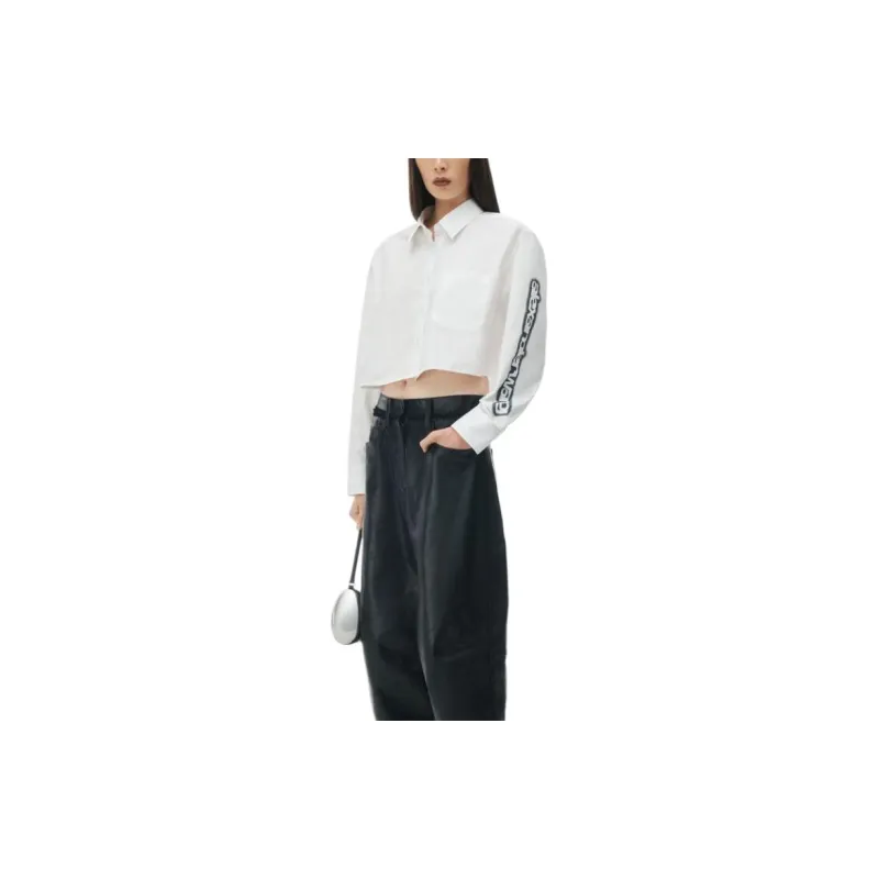Alexander Wang Halo Print Cropped Button Up Shirt-5