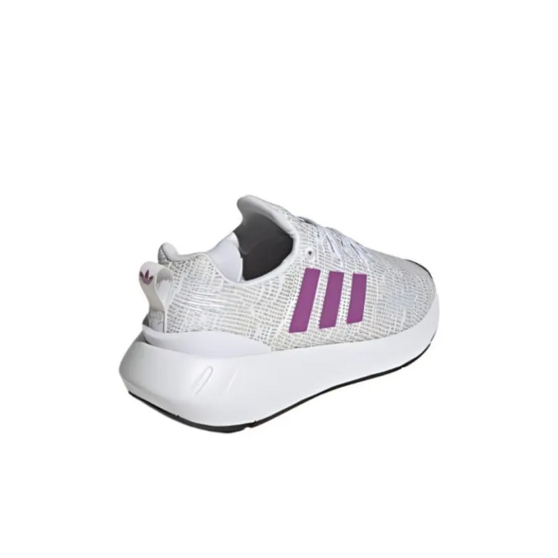 Adidas Originals Swift Run 22 Anti Slip Wear Resistant Mid Top Kids' Running Shoes Pink White Gray Kids'-3