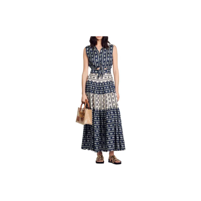 Sandro Paisley Sleeveless Maxi Dress-2